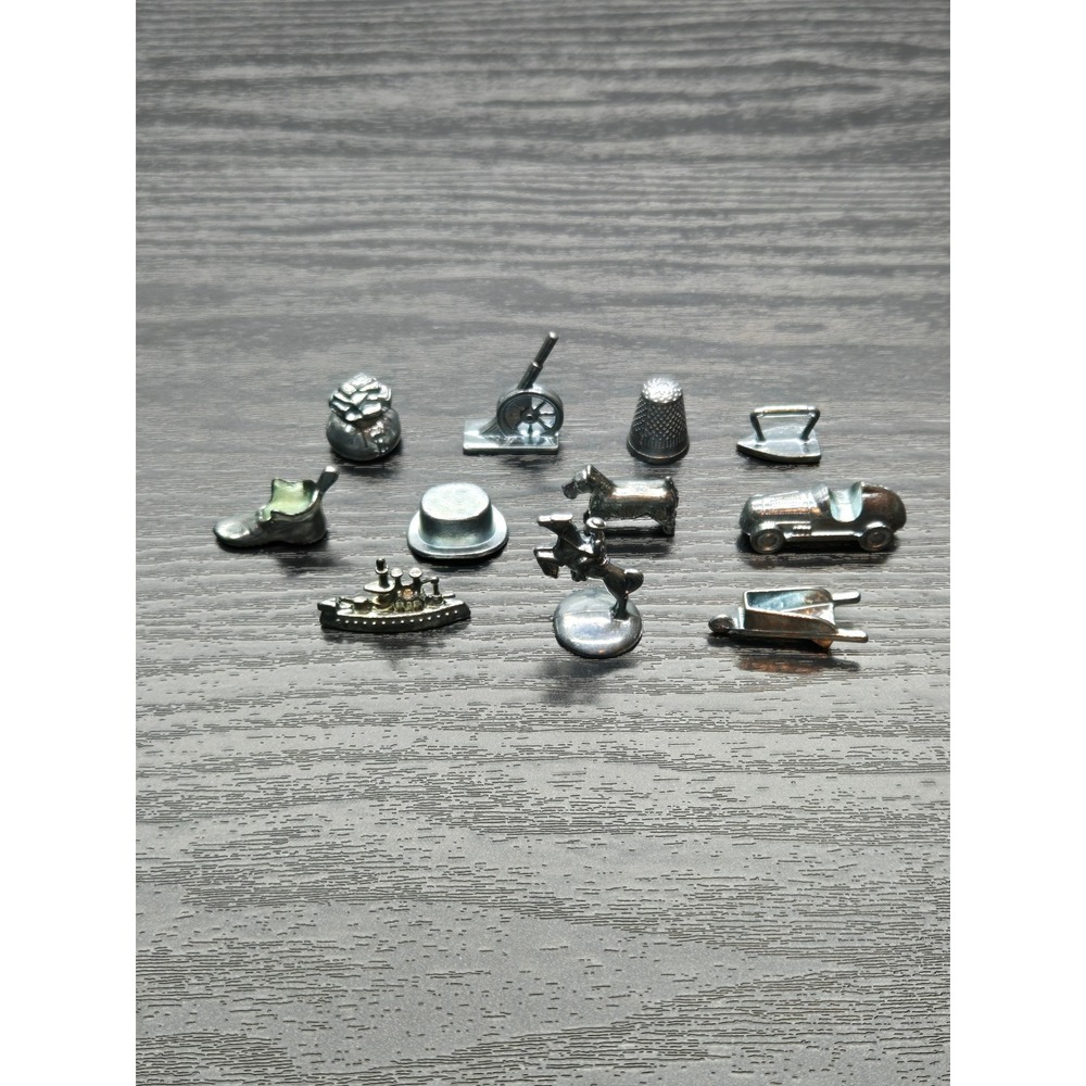 Monopoly Metal Tokens‎ Lot Cannon Iron Thimble Shoe Hat Car Ship Horse